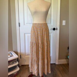 Papaya Floral Yellow Maxi Skirt Large